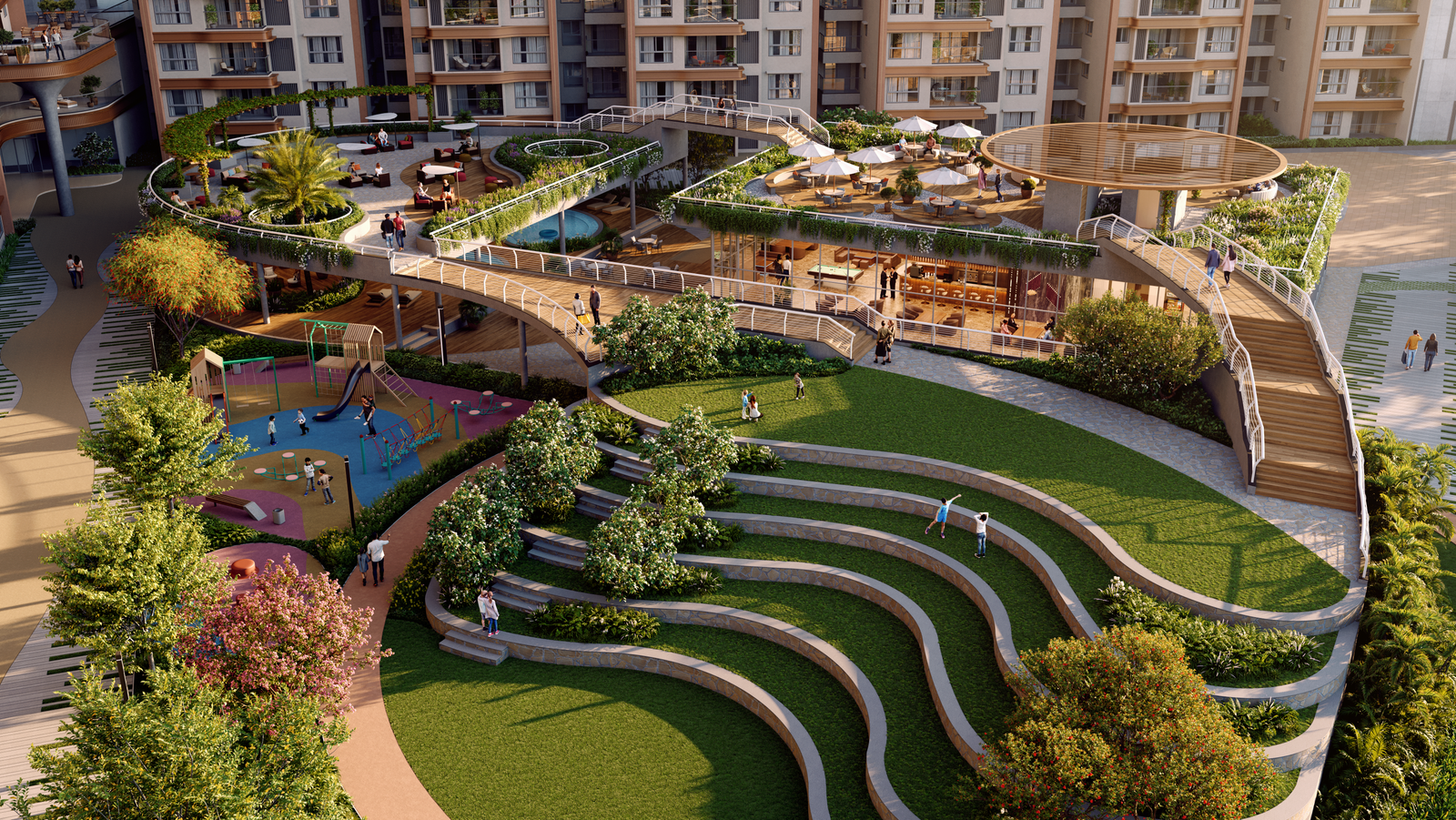 The Arena at The Astoria — landscaped ground level and rooftop sanctuary